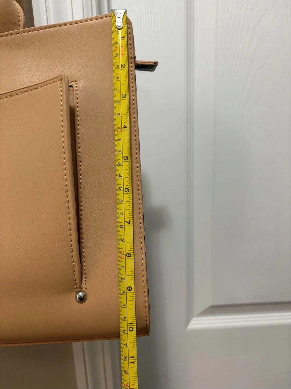 Sassy Jones Beige Satchel with Leopard Panels